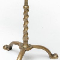 A Pair of Arts & Crafts Brass Twin Branch Candelabras with Adjustable Height - Thumbnail 15