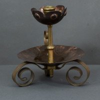 Benham & Froud. A Pair of Arts & Crafts Copper Night Candle Holder W. Flower Head - Thumbnail 3
