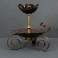 Benham & Froud. A Pair of Arts & Crafts Copper Night Candle Holder W. Flower Head - Thumbnail 5