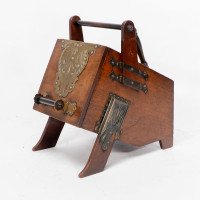 Dr Christopher Dresser – Aesthetic Movement Walnut Coal Box with Brass Panels - Thumbnail 3