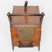 Dr Christopher Dresser – Aesthetic Movement Walnut Coal Box with Brass Panels - Thumbnail 8