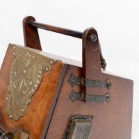Dr Christopher Dresser – Aesthetic Movement Walnut Coal Box with Brass Panels - Thumbnail 15