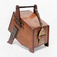 Dr Christopher Dresser – Aesthetic Movement Walnut Coal Box with Brass Panels - Thumbnail 19