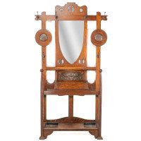 Shapland & Petter. An Arts & Crafts Oak Hallstand with Mirror & Copper Panel - Thumbnail 2