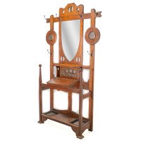 Shapland & Petter. An Arts & Crafts Oak Hallstand with Mirror & Copper Panel - Thumbnail 3