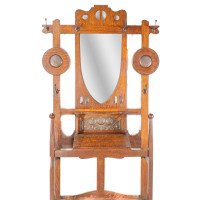 Shapland & Petter. An Arts & Crafts Oak Hallstand with Mirror & Copper Panel - Thumbnail 6
