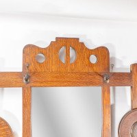 Shapland & Petter. An Arts & Crafts Oak Hallstand with Mirror & Copper Panel - Thumbnail 7
