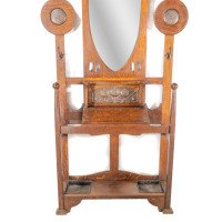 Shapland & Petter. An Arts & Crafts Oak Hallstand with Mirror & Copper Panel - Thumbnail 8