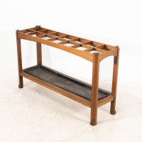 An Arts & Crafts Oak Stick & Umbrella Stand with Fourteen Sections - Thumbnail 8