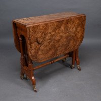 Charles Bevan for Marsh & Jones – Gothic Revival Burr Walnut Sutherland Table. - Thumbnail 2