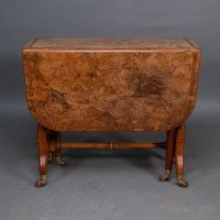 Charles Bevan for Marsh & Jones – Gothic Revival Burr Walnut Sutherland Table. - Thumbnail 3