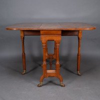 Charles Bevan for Marsh & Jones – Gothic Revival Burr Walnut Sutherland Table. - Thumbnail 9