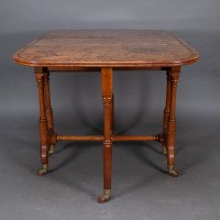 Charles Bevan for Marsh & Jones – Gothic Revival Burr Walnut Sutherland Table. - Thumbnail 10