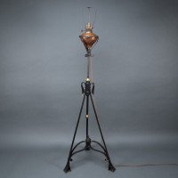 W. A. S. Benson –  Rare Arts & Crafts Iron Telescopic Standard or Floor Lamp - Thumbnail 2