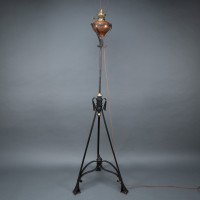 W. A. S. Benson –  Rare Arts & Crafts Iron Telescopic Standard or Floor Lamp - Thumbnail 3