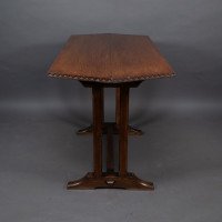 A Cotswold-style Oak Refectory Dining or Library Table with Carved Chevron Detailing - Thumbnail 5