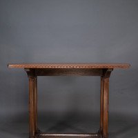 A Cotswold-style Oak Refectory Dining or Library Table with Carved Chevron Detailing - Thumbnail 9