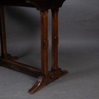 A Cotswold-style Oak Refectory Dining or Library Table with Carved Chevron Detailing - Thumbnail 11
