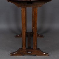 A Cotswold-style Oak Refectory Dining or Library Table with Carved Chevron Detailing - Thumbnail 13