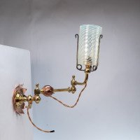 W. A. S. Benson. A Pair of Copper & Brass Wall Lights with Lily Pad Wall Back Plates - Thumbnail 2
