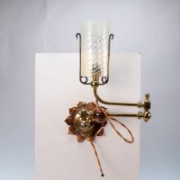W. A. S. Benson. A Pair of Copper & Brass Wall Lights with Lily Pad Wall Back Plates - Thumbnail 4