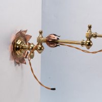 W. A. S. Benson. A Pair of Copper & Brass Wall Lights with Lily Pad Wall Back Plates - Thumbnail 7