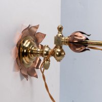 W. A. S. Benson. A Pair of Copper & Brass Wall Lights with Lily Pad Wall Back Plates - Thumbnail 9