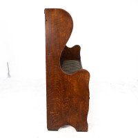 Baillie Scott Style Of. Arts & Crafts Glasgow School Oak Settle with Original Fabric - Thumbnail 3