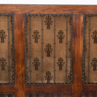 Baillie Scott Style Of. Arts & Crafts Glasgow School Oak Settle with Original Fabric - Thumbnail 7