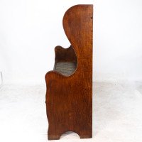 Baillie Scott Style Of. Arts & Crafts Glasgow School Oak Settle with Original Fabric - Thumbnail 4