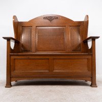 Wylie & Lochhead, M. H. Baillie Scott, an Arts & Crafts Glasgow School Oak Settle - Thumbnail 12