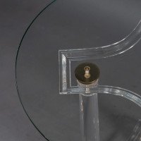 A French Mid-Century Modern Circular Lucite & Brass Side Table - Thumbnail 7