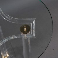 A French Mid-Century Modern Circular Lucite & Brass Side Table - Thumbnail 8