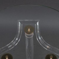 A French Mid-Century Modern Circular Lucite & Brass Side Table - Thumbnail 9