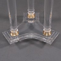 A French Mid-Century Modern Circular Lucite & Brass Side Table - Thumbnail 13