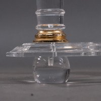 A French Mid-Century Modern Circular Lucite & Brass Side Table - Thumbnail 18