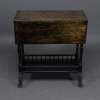 An Aesthetic Movement Walnut Drop Leaf Side Table on Four Turned & Incised Legs - Thumbnail 6