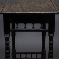 An Aesthetic Movement Walnut Drop Leaf Side Table on Four Turned & Incised Legs - Thumbnail 12