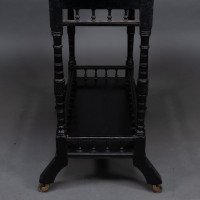 An Aesthetic Movement Walnut Drop Leaf Side Table on Four Turned & Incised Legs - Thumbnail 13