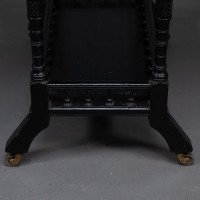 An Aesthetic Movement Walnut Drop Leaf Side Table on Four Turned & Incised Legs - Thumbnail 15