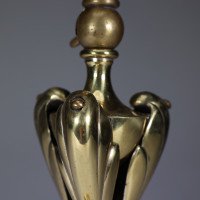 Arts and Crafts brass lamp with floral stem and heart pierced base c.1900 - Thumbnail 9