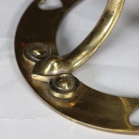 Arts and Crafts brass lamp with floral stem and heart pierced base c.1900 - Thumbnail 15