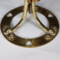 Arts and Crafts brass lamp with floral stem and heart pierced base c.1900 - Thumbnail 14
