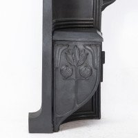 Arts & Crafts Cast Iron Fireplace with Curved Sides & Stylized Floral Decoration - Thumbnail 12