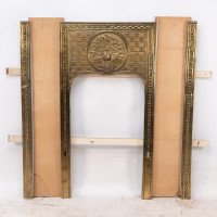 T. Elsley, attributed. Aesthetic Movement Brass Fire Insert W. Upper Central Peacock - Thumbnail 2