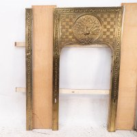 T. Elsley, attributed. Aesthetic Movement Brass Fire Insert W. Upper Central Peacock - Thumbnail 5