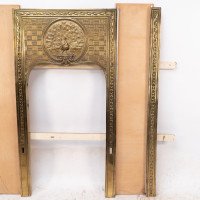 T. Elsley, attributed. Aesthetic Movement Brass Fire Insert W. Upper Central Peacock - Thumbnail 6