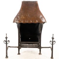 An Arts & Crafts Hand-forged Iron & Copper Fireplace in the Style of Baillie Scott