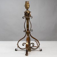 Pair of Arts and Crafts Brass Table Lamps with Leaf Collars c.1910 - Thumbnail 3