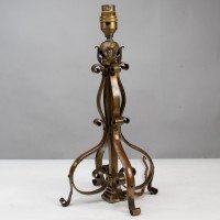 Pair of Arts and Crafts Brass Table Lamps with Leaf Collars c.1910 - Thumbnail 4